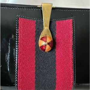 GUCCI - Vintage Patent Leather Wallet - Enamel Jockey Cap Clasp - Clutch